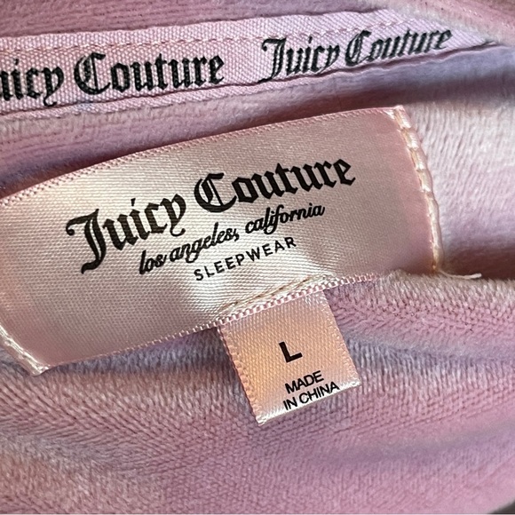 JUICY COUTURE | Pink Velour Rhinestone Embellished Sweatshirt Sz L - Picture 7 of 8